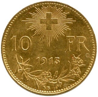 スイス ブレネリ 10フラン金貨