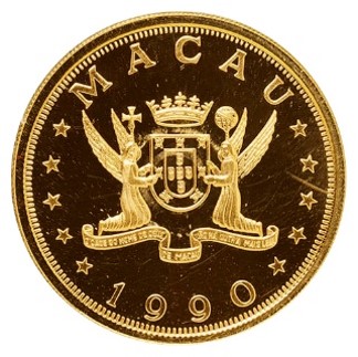 マカオ 午年 1,000パタカ金貨 1990年