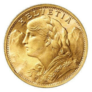 スイス ブレネリ 20フラン金貨
