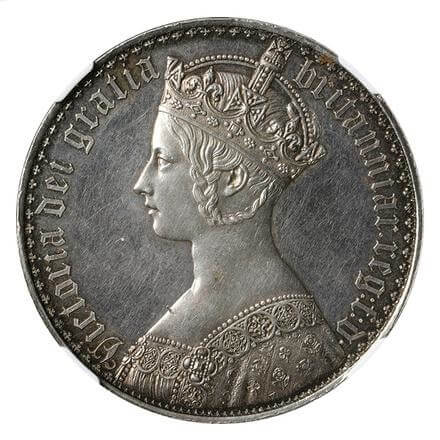 イギリス ヴィクトリア女王 ゴシッククラウン銀貨 1847年