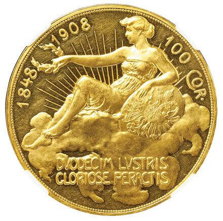 雲上の女神 100コロナ金貨 裏