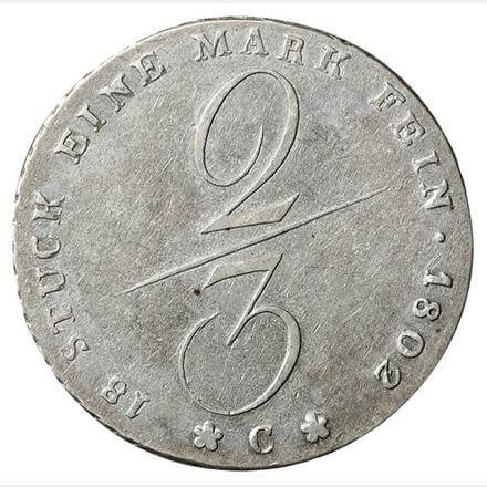 ブラウンシュヴァイク・リューネブルク ゲオルク3世 2/3ターレル銀貨 1802年 裏