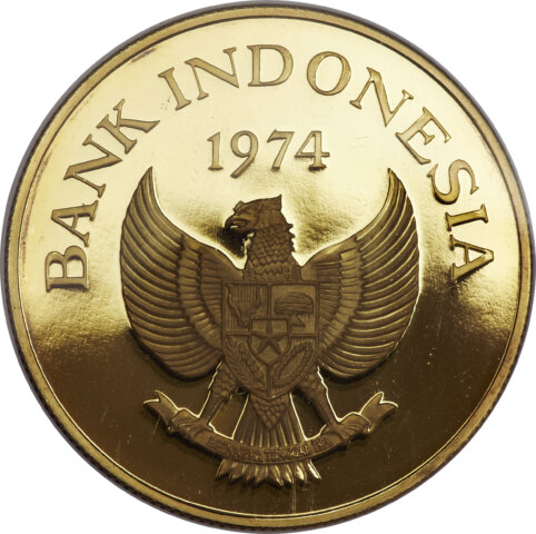 インドネシア コモドドラゴン 10000ルピア金貨 1974年