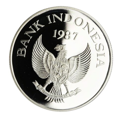 インドネシア バビルサ 10000ルピア銀貨 1987年