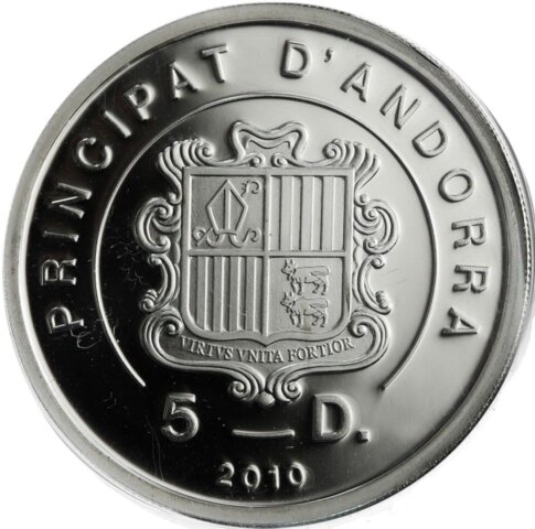 アンドラ ヒグマ 5ディナール銀貨 2010年