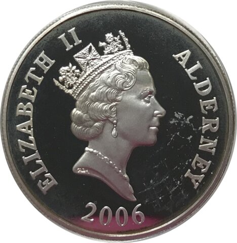 オルダニー島 エリザベス2世 エリザベス1世 5ポンド銀貨 2006年