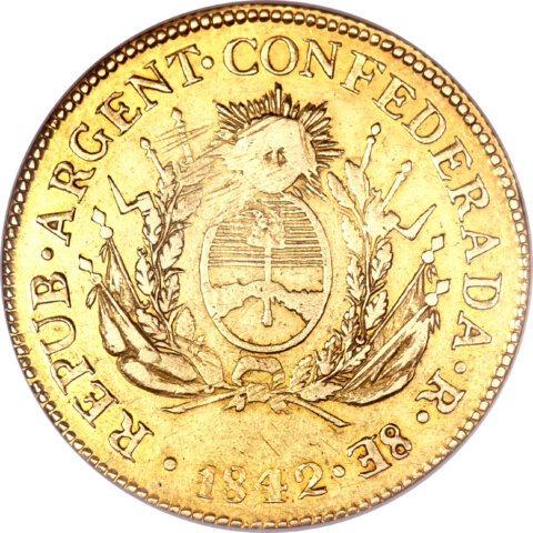 アルゼンチン ロサス将軍 8エスクード金貨 1842年
