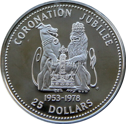 ベリーズ エリザベス2世 戴冠 25 周年 25ドル銀貨 1978年