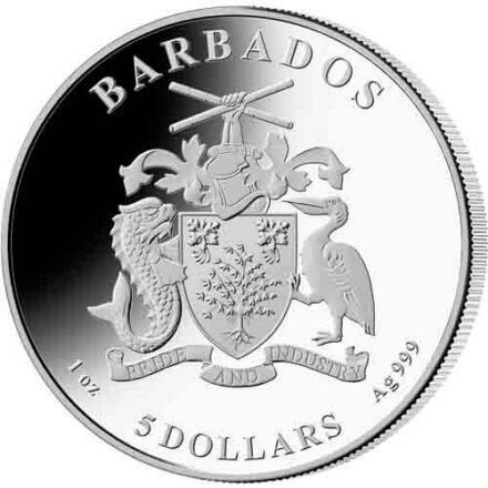 バルバドス エリザベス2世 チャールズ3世の即位 5ドル銀貨 2022年