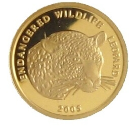 ベナン ヒョウ 1,500CFAフラン金貨 2005年