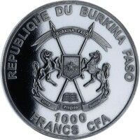 ブルキナファソ クロコダイル 1,000CFAフラン銀貨 2013年