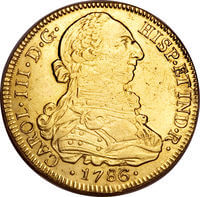 チリ カルロス3世 8エスクード金貨 1786年