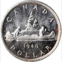 カナダ ジョージ6世 1ドル銀貨 1948年 裏