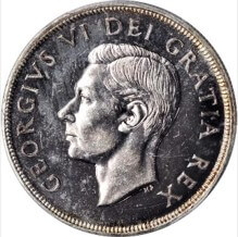 カナダ ジョージ6世 1ドル銀貨 1948年 表