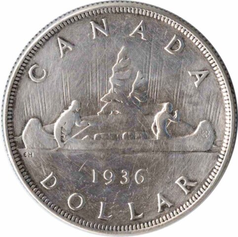 カナダ ジョージ5世 1ドル銀貨 1936年