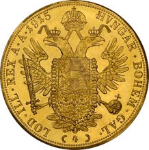 フランツ・ヨーゼフ1世 4ダカット金貨 1915年 裏