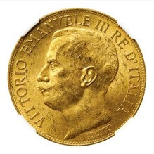 ヴィットリオ・エマヌエレ3世 王国成立50周年 50リレ金貨 1911年 表
