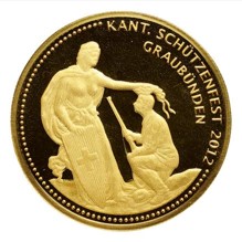 グラウビュンデン 現代射撃祭 500フラン金貨 2012年 表