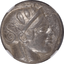 アッティカアテネ テトラドラクマ銀貨 415-407BC 裏
