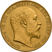 イギリス エドワード7世 2ポンド金貨 1902年 表