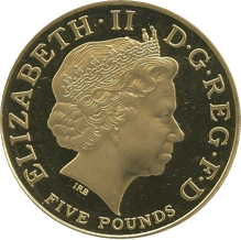 エリザベス2世 5ポンド金貨 生誕80年 2006年 裏